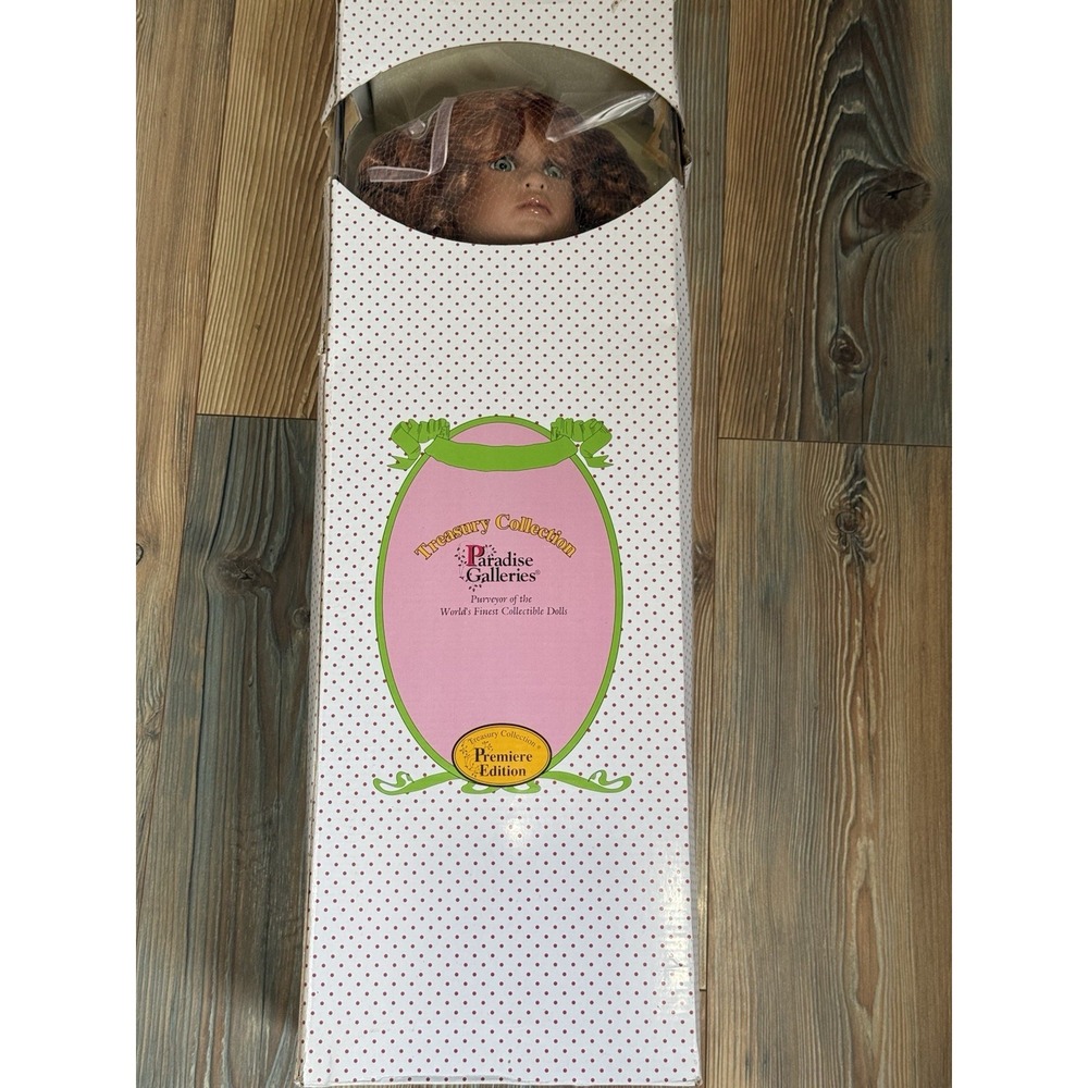 Paradise Galleries Treasury Collection Porcelain Michelle Doll w Bear Hat Purse
